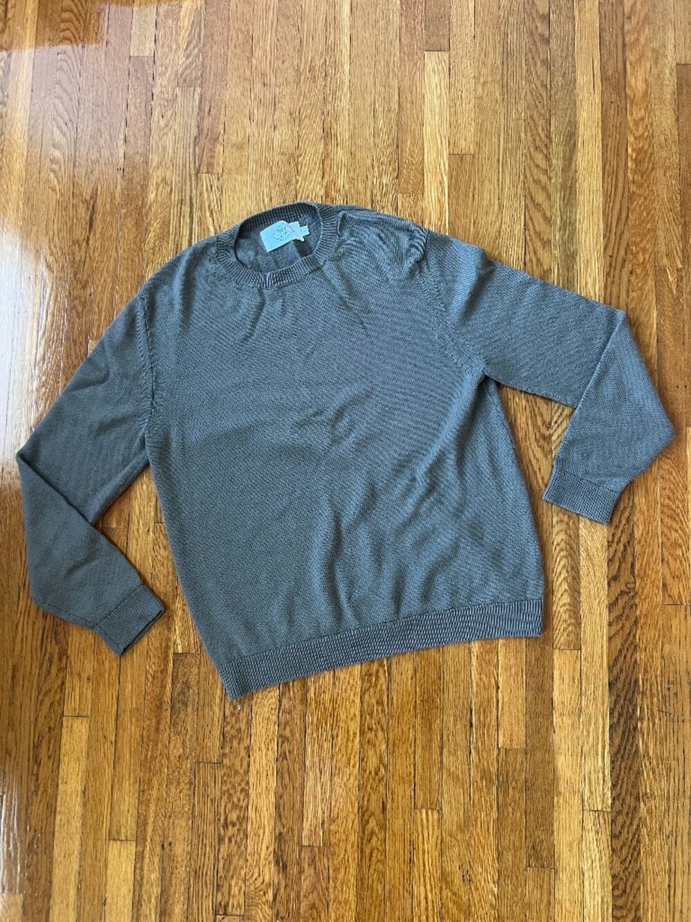 Alex Crane Brown/Green 100% Merino Wool USA Made Crewneck Sweater - Men's Large